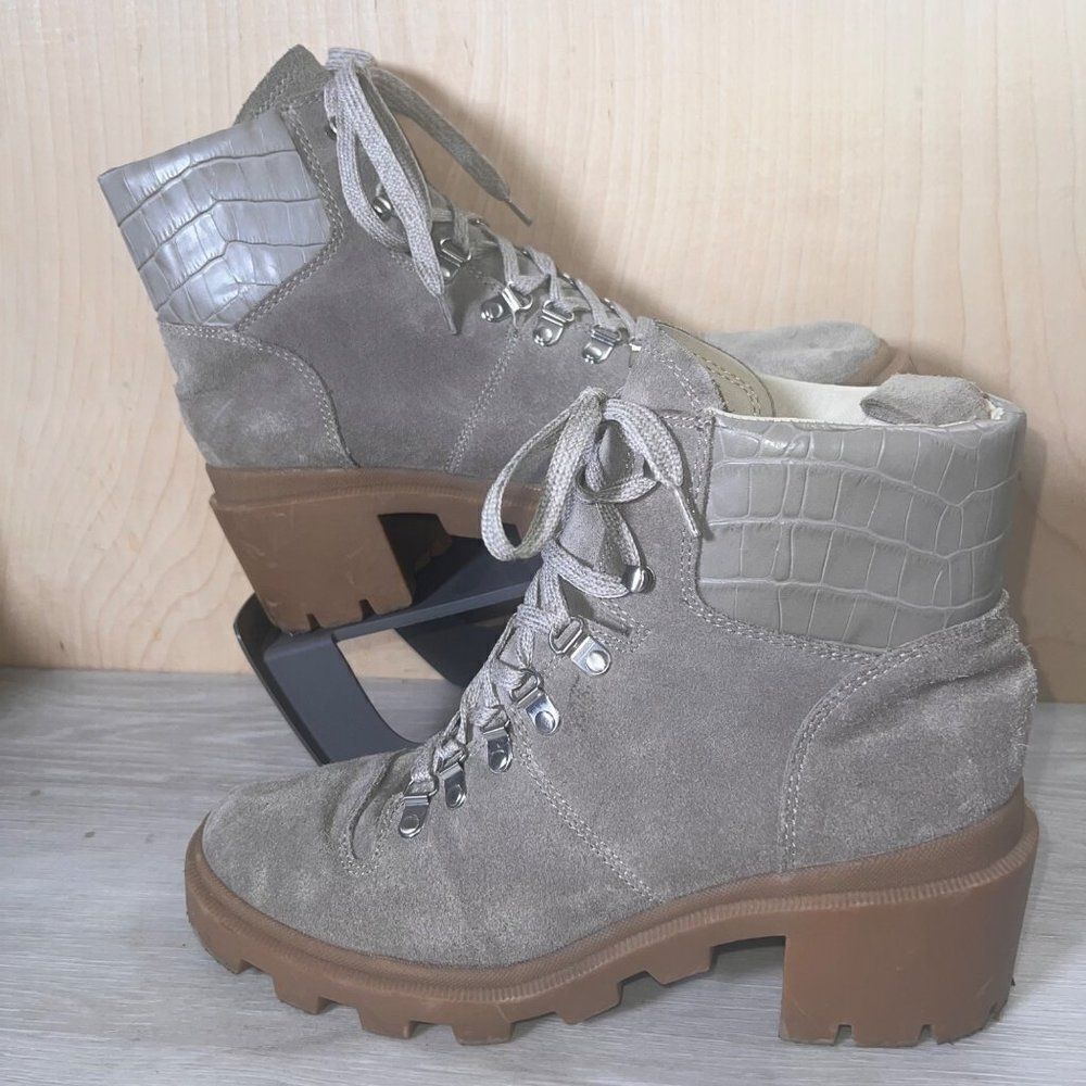 Dolce Vita Rubi Combat Boots Beige Suede Women's 10